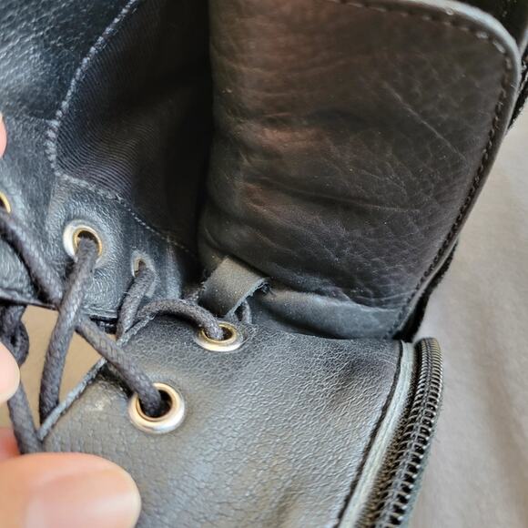 SAM EDELMAN GARRET Shoes Boots Womens 8 Combat Leather Lace Up Inner Zip Motor - Picture 12 of 14